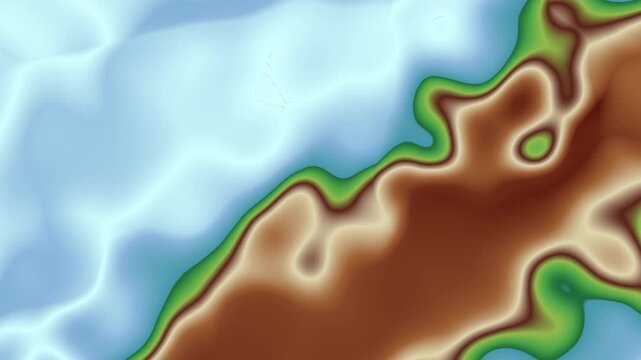 Loop Background Holographic Pastel Sky Blue Metallic Liquid Wave With Brown Earth Tone Patches Template