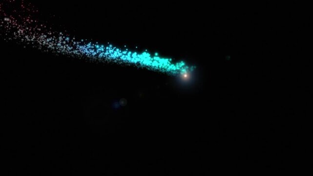 Abstract blue glowing light bulb with particles on dark space background, animated motion of stars and snow, digital energy glow loop, futuristic night design, blue shine and light effects
