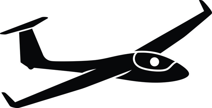 Silhouette vector of a glider airplane in flight for design