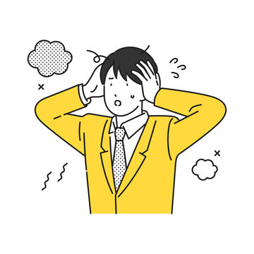 イラスト素材：頭を抱えるビジネスパーソン