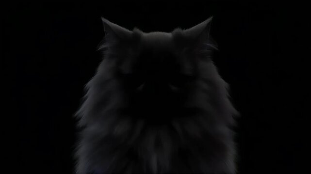Majestic black cat with glowing heterochromatic eyes features vibrant neon light transitions in this high quality digital motion animation video