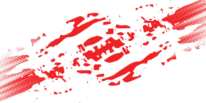 Red and white Tire tracks, wheel textures, tire tracks - auto racing, motocross, backgound. vector illustration