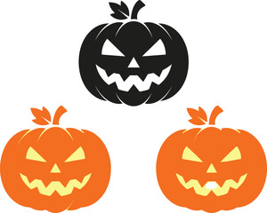 Obraz premium Happy helloween day with spooky jack o lanterns and pumpkins