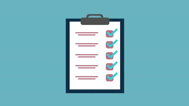 To Do List with Checkmarks 2d Animation with Alpha Matte