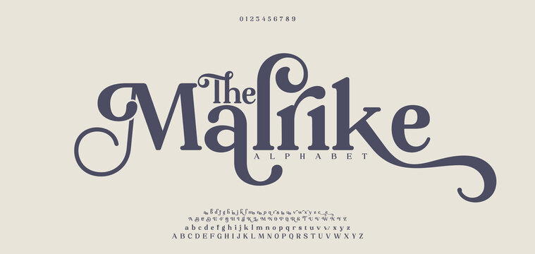 The Malrike Luxury classic lettering serif fonts decorative vintage retro design concept.