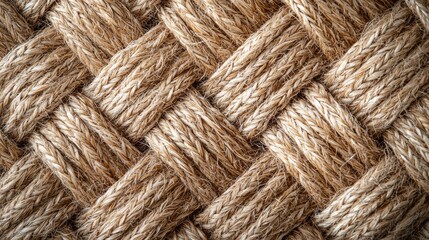 Fototapeta premium Natural sisal weave pattern texture background with diagonal rope fiber design in neutral beige brown tones for sustainable eco-friendly web design applications