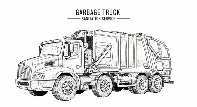 Large Garbage Truck Sanitation Service Vehicle.