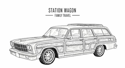 Fototapeta premium Vintage Family Station Wagon Vehicle.