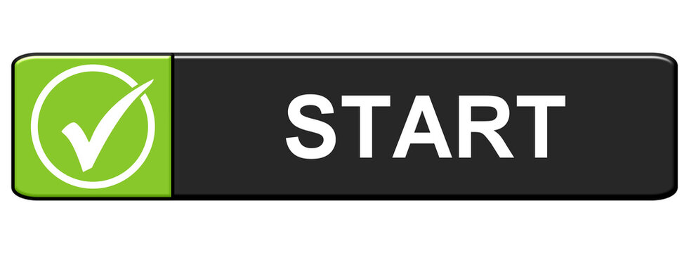 Start - H&auml;kchen auf gr&uuml;n schwarzem Button