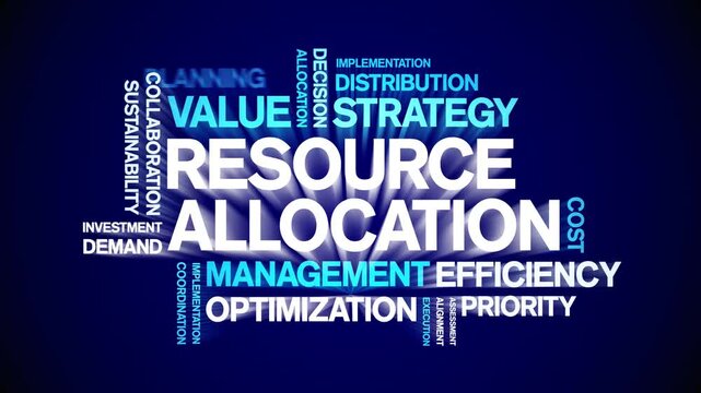 Resource Allocation animated word cloud-text design animation tag kinetic typography seamless loop.