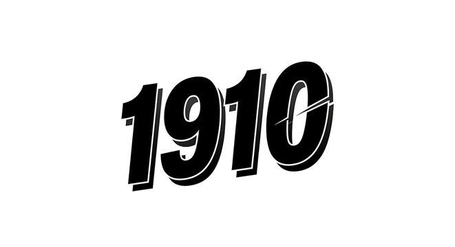 Black and white of the year 1910 in classic serif font nineteen-ten