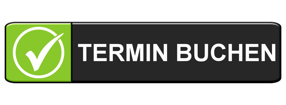 Termin buchen - H&auml;kchen auf gr&uuml;n schwarzem Button
