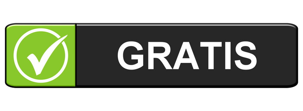 Gratis - H&auml;kchen auf gr&uuml;n schwarzem Button