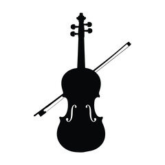 Violin Silhouette Against White Background Musical Instrument Graphic © MDMINTU