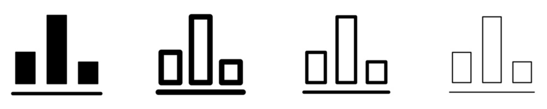 Set of bar chart or histogram icons, symbols for statistics, data, analytics, growth, and business metrics. Vector illustration