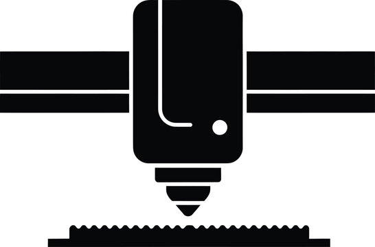 Silhouette vector cnc laser engraving machine head cutting flat design