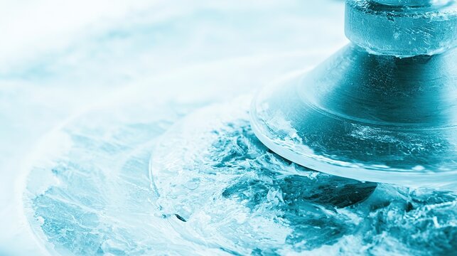 Slowly rotating industrial tank with viscous paste, metallic sheen and tacky texture, equipment process micro view