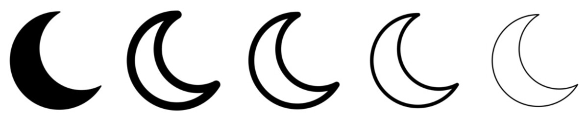 Set of moon icons, symbols for night, space, and astronomy. Vector illustration © Viktoriia