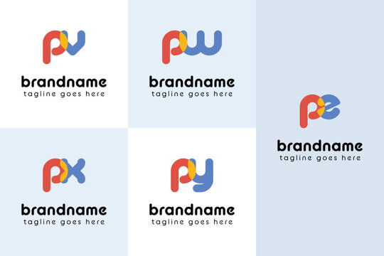 Letters pv pw px py pz Playful Logo, represent a fun, energetic, and joy