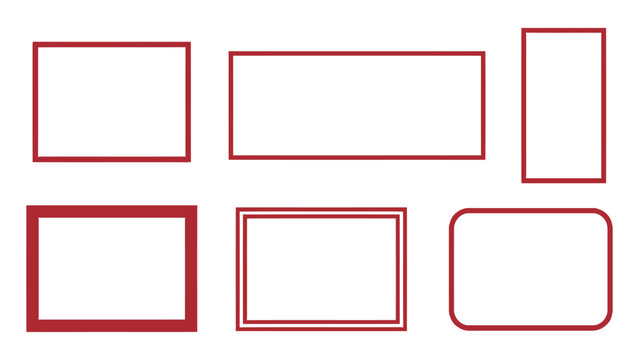 Red rectangular frames arranged in a minimalist vector graphic layout design