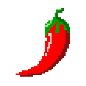 pixel art illustration of a red chili pepper