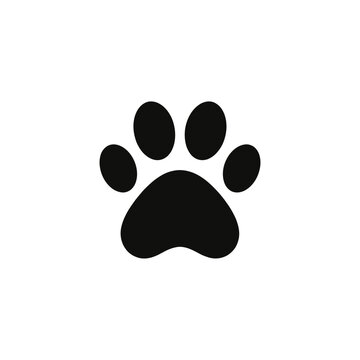 Paw Print Silhouette On White Background Minimalist Graphic