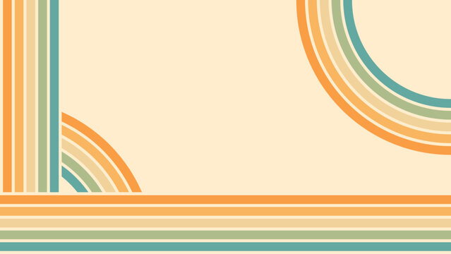 Abstract background of rainbow groovy Wavy Line design in 1970s Hippie Retro style. Vector pattern ready to use for cloth, textile, wrap and other.
