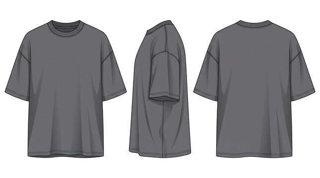 Gray Oversized T-Shirt Template