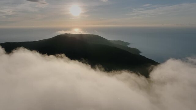Golden Hour Above Clouds Over Son Tra Peninsula, Da Nang Vietnam