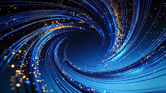 Abstract blue and gold spiral light pattern
