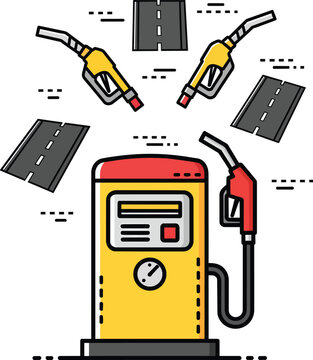Gas Station Pump and Fuel Nozzle Vector for Transport Concept