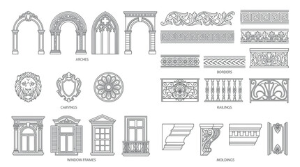 Architectural Elements: Arches, Carvings, Windows, Borders & Moldings © Biru