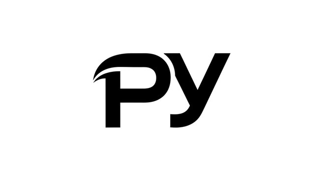 Black uppercase letters py on a plain white background