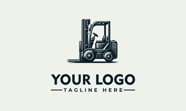 Industrial Forklift Vector Logo Illustration for Warehouse Logistics and Supply Chain Management Services