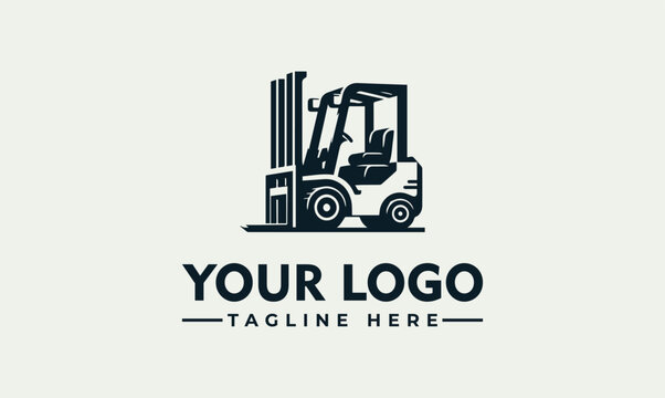 Forklift Warehouse Industrial Heavy Machinery Vector Logo Illustration Design Template