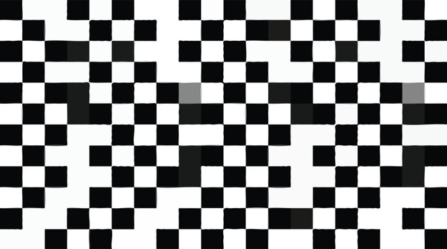Classic black and white checkerboard seamless grid pattern background texture
