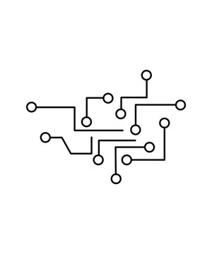Digital Circuit Network Minimalist Line Vector Icon