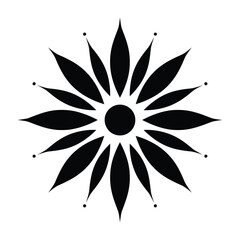 Fototapeta premium Black Floral Ornament With Circular Center Silhouette Style
