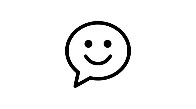 Speech bubble with smiley face icon, communication symbol, simple vector graphic