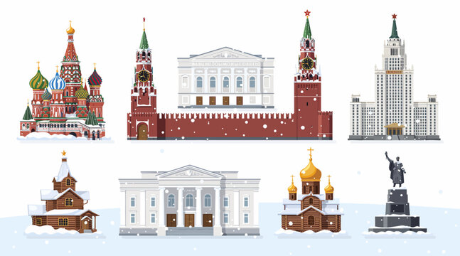 Collection of Russian Architectural Landmarks in Snow