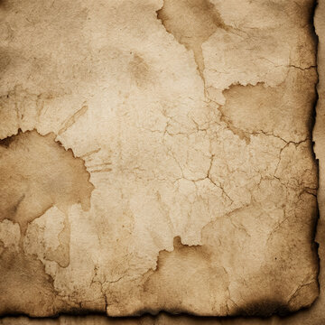 Aged vintage parchment paper with stains and cracks.