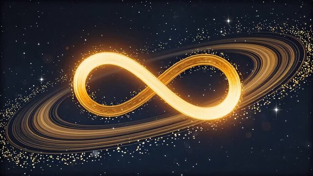 Golden infinity symbol in space