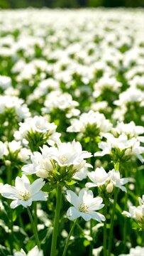 Flowers Blooming in a Lush Green Field Under Bright Sunlight Featuring Nature, Outdoor, Garden with Floral and Spring Elements for Summer, Plants