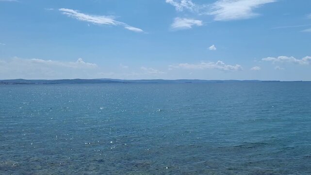 Scenic Adriatic coastline along the Lungomare Barcola in Trieste, Italy