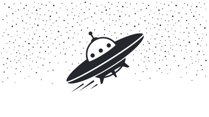 Retro UFO flying saucer in starry night sky, vintage sci-fi illustration © Lah