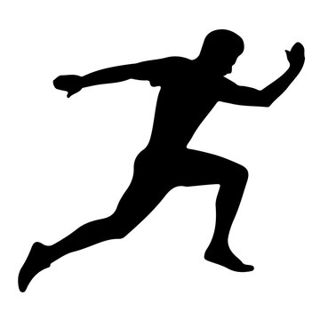 Dynamic sprinter silhouette driving fast from start male athlete running vector