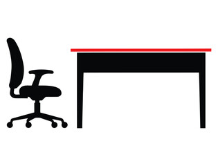 Fototapeta premium Simple office desk and executive chair side view silhouette