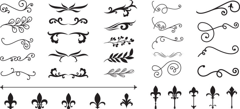 Dividers ornaments line style icon collection design Vector file 