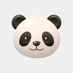 Panda 3D face icon designed in a soft kawaii cartoon style. Great for children's books, educational materials, stickers, branding, social media, and mobile apps. © chickenwwrrrap