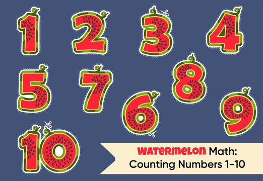 Watermelon Style Numbers 1-10 Cutout Stickers